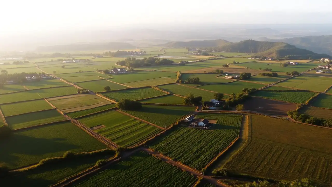 Fazenda ao fundo